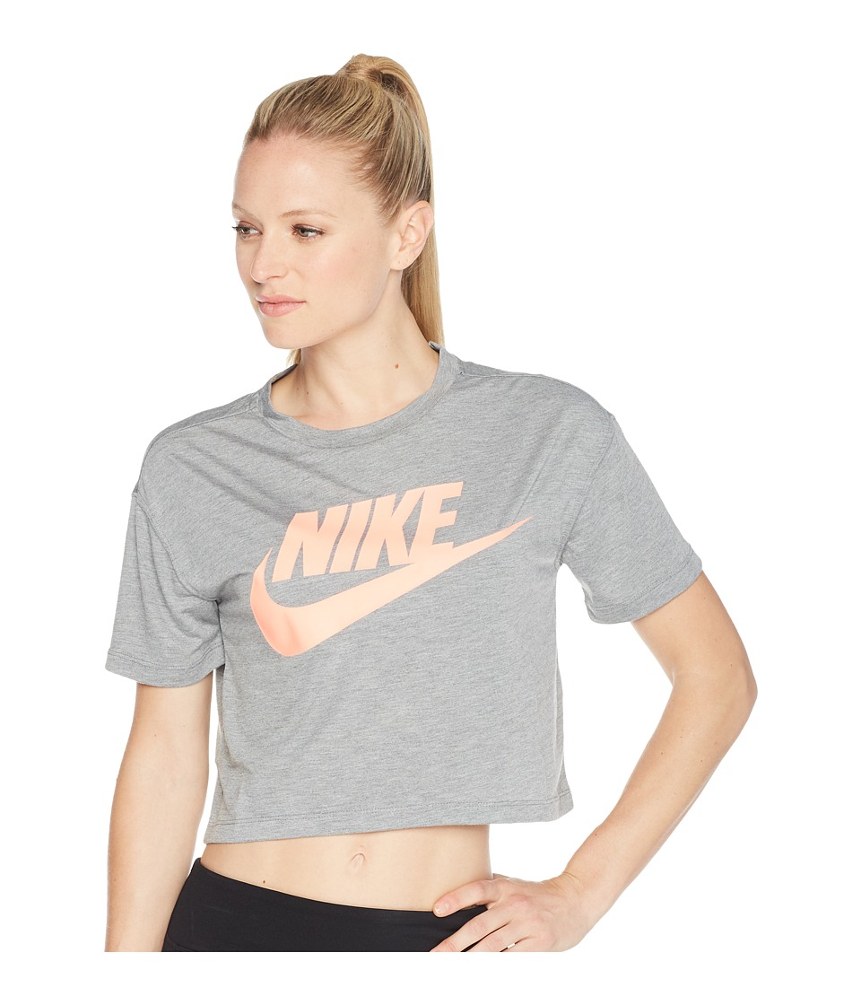 Nike Sportswear Essential Crop Top (Carbon Heather/Anthracite/Crimson Pulse) Women