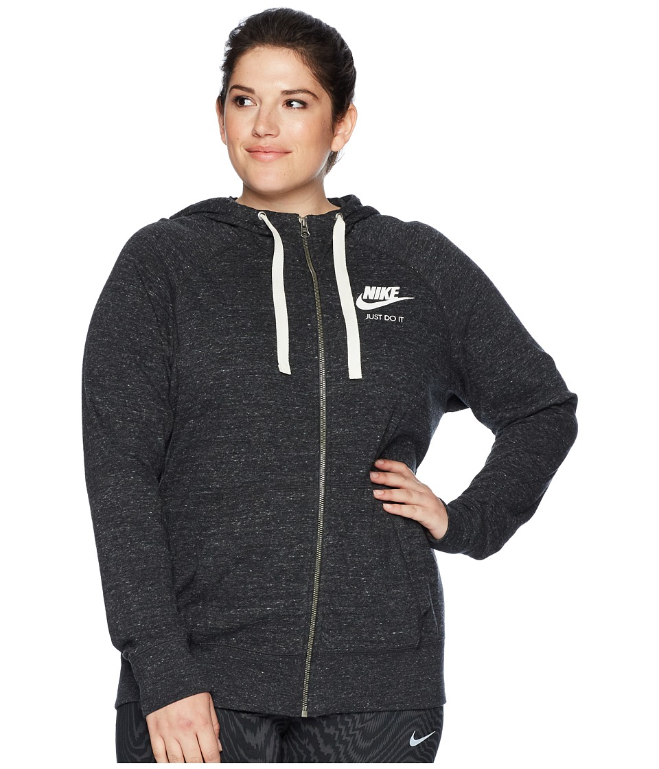 Nike NSW Gym Vintage Full Zip Hoodie (Size 1X-3X) (Black/Sail) Women