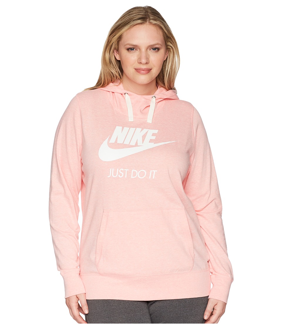 Nike NSW Gym Vintage Pullover Hoodie (Size 1X-3X) (Bleached Coral/Sail) Women