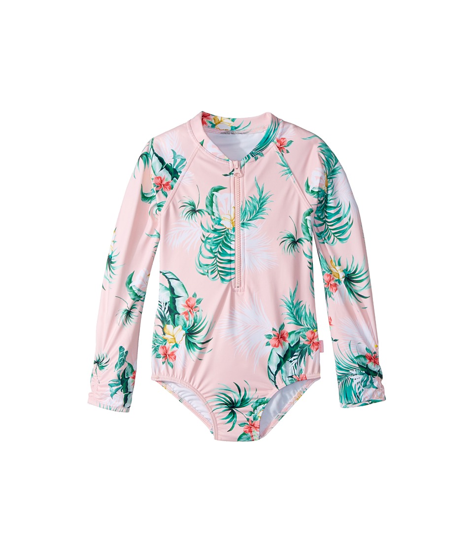 Seafolly Kids Hawaiian Rose Long Sleeve Ruffle Surf Tank One-Piece (Infant/Toddler/Little Kids) (Hawaii Pink) Girl