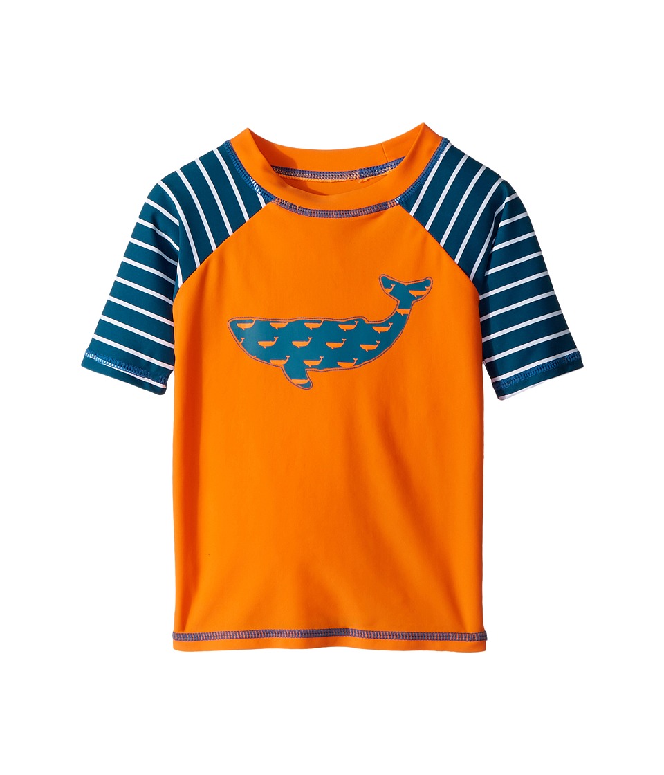 Hatley Kids Tiny Whales Short Sleeve Rashguard (Toddler/Little Kids/Big Kids) (Orange) Boy