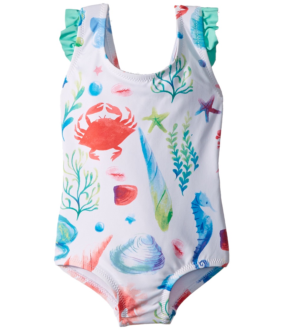 Hatley Kids Ocean Treasures Ruffle Swimsuit (Toddler/Little Kids/Big Kids) (White) Girl