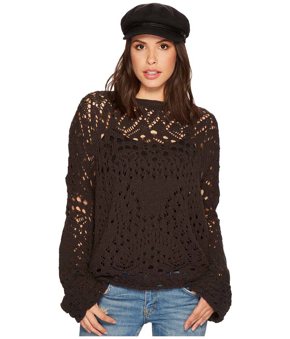 Free People Traveling Lace Sweater (Carbon) Women
