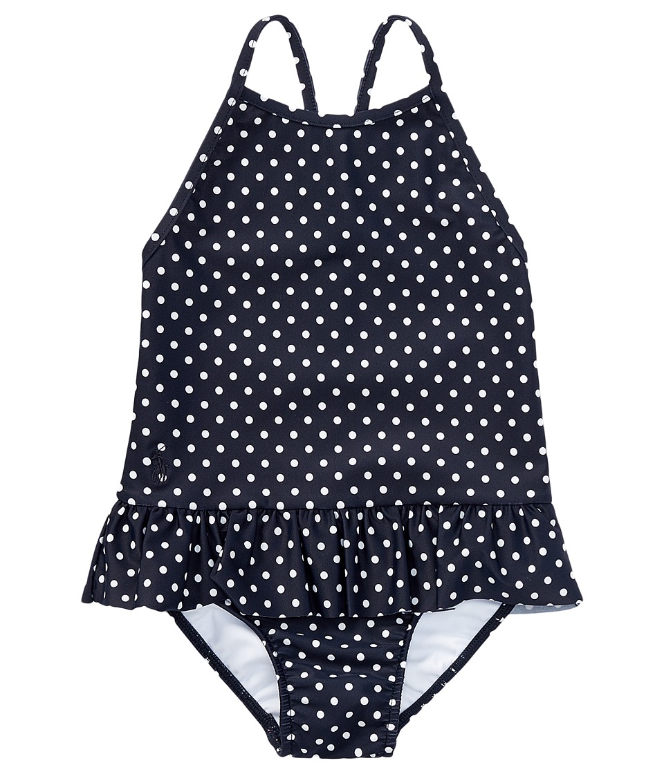 Ralph Lauren Baby Polka Dot One-Piece Swimsuit (Infant) (Hunter Navy/White)  Girl\u0027s Swimsuits One Piece