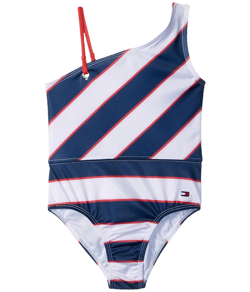 Tommy Hilfiger Kids Rugby Stripe One-Piece Swimsuit (Toddler) (Flag Blue) Girl