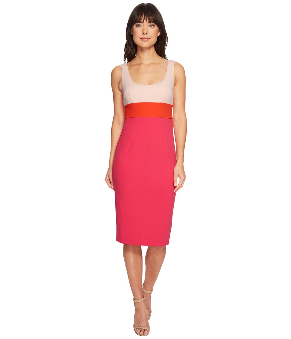 Donna Morgan Sleeveless Scoop Neck Stretch Crepe Bodycon Midi Dress (Blush Pink/Scarlet Red/Shocking Pink) Women
