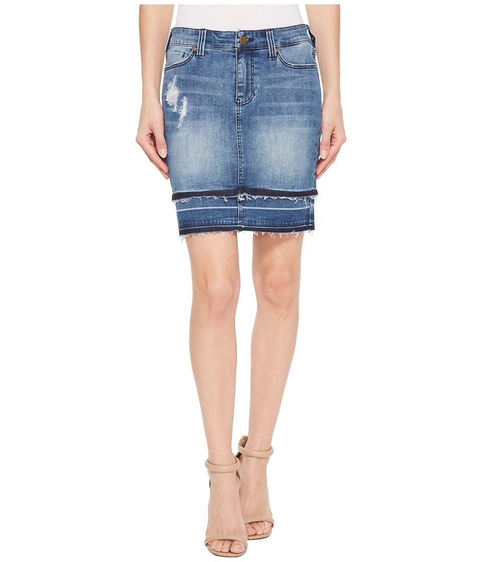 Liverpool Double Hem Skirt in Vintage Super Comfort Stretch Denim in Fairhaven (Fairhaven) Women
