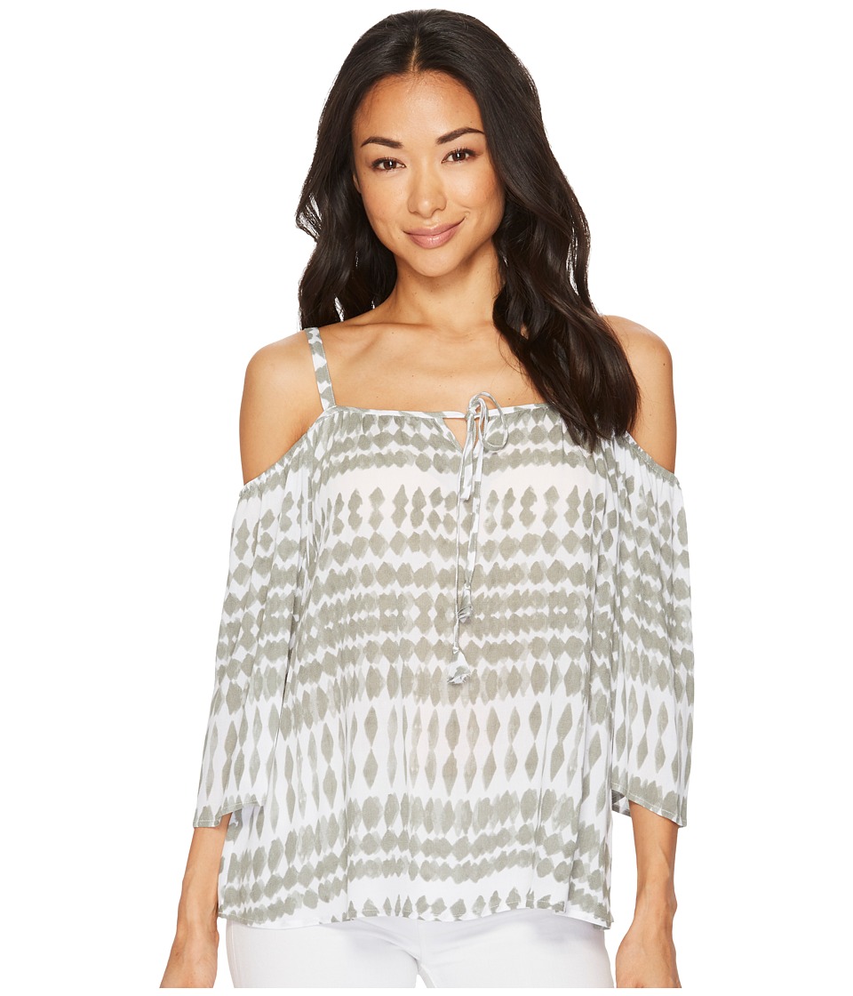 Tribal Cold Shoulder Blouse (Aloe) Women