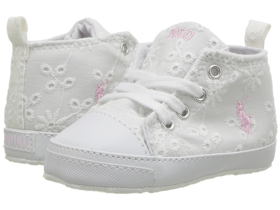 Polo Ralph Lauren Kids Hamptyn Hi (Infant/Toddler) (White Eyelet/Pink Pony  Player) Girl\u0027s Shoes