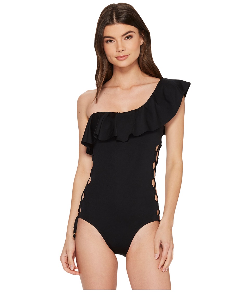 Laundry by Shelli Segal Strapped One Shoulder One-Piece Swimsuit (Black) Women