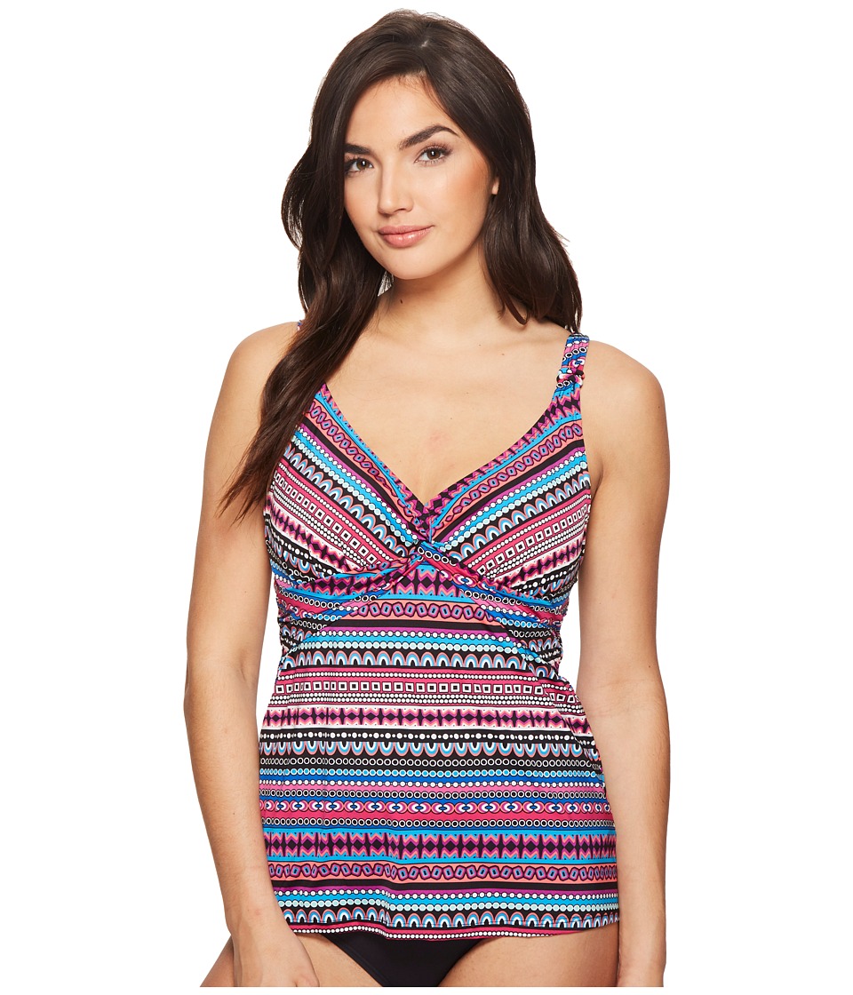 Jantzen Geo Multi Stripe D/DD D-Vour Tankini (Night Ocean) Women