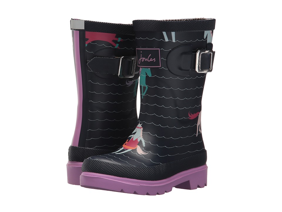 Joules Kids Printed Welly Rain Boot (Toddler/Little Kid/Big Kid) (French Navy Sea Pony) Girls Shoes