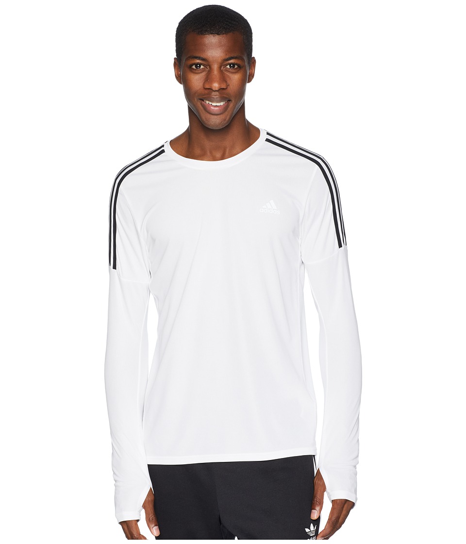 adidas 3-Stripes Run Long Sleeve Tee (White) Men