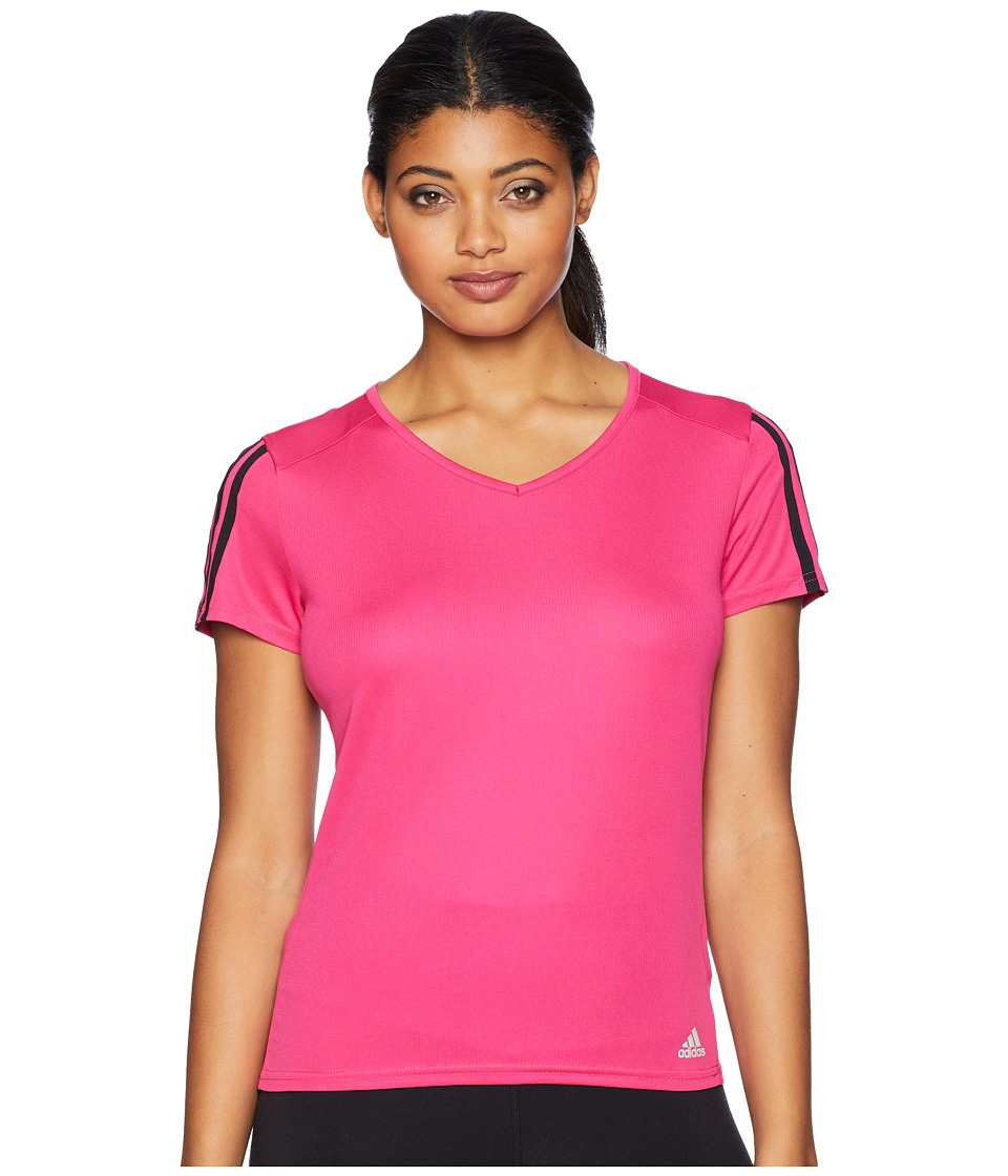adidas 3-Stripes Run Tee (Real Magenta/Black) Women