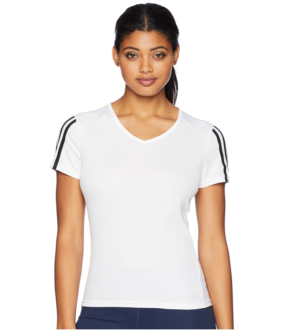 adidas 3-Stripes Run Tee (White/Black) Women