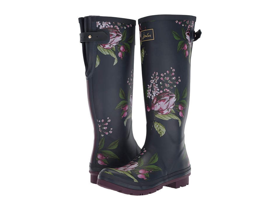 Joules Tall Welly Print (French Navy Artichoke Floral Rubber) Women
