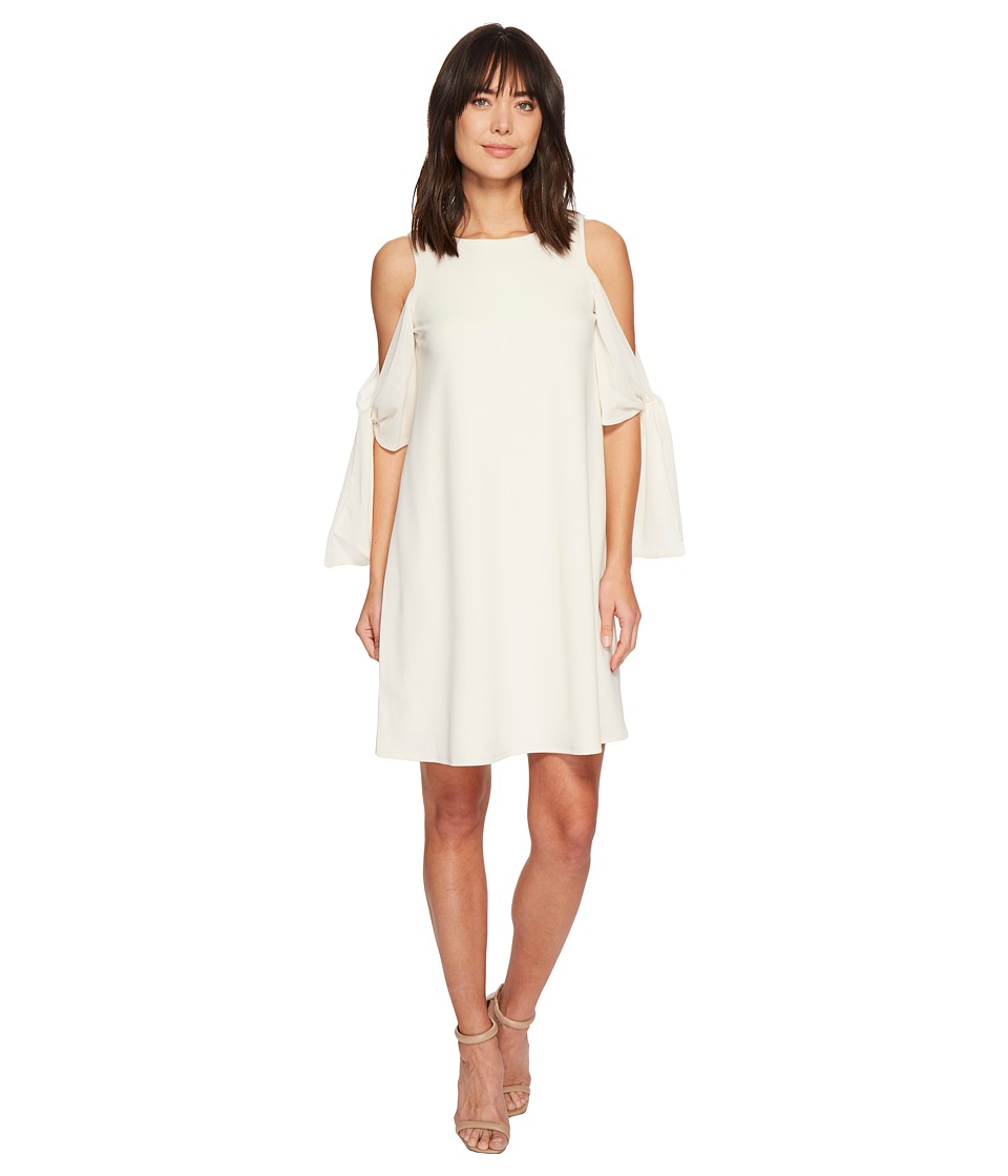 Taylor Cold Shoulder Elbow Tie 3/4 Sleeve Shift Dress (White) Women