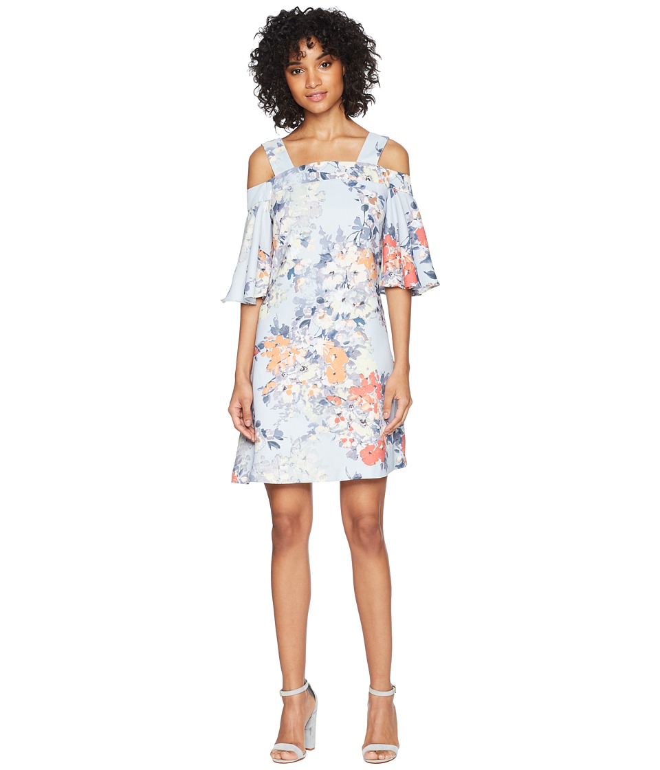 Taylor Cold Shoulder Floral Shift Dress (Powder Blue) Women