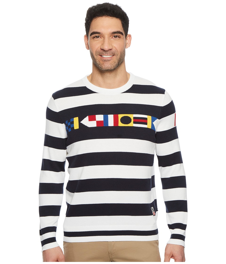 Nautica 9 Guage Signal Flag Intarsia (Bright White) Men