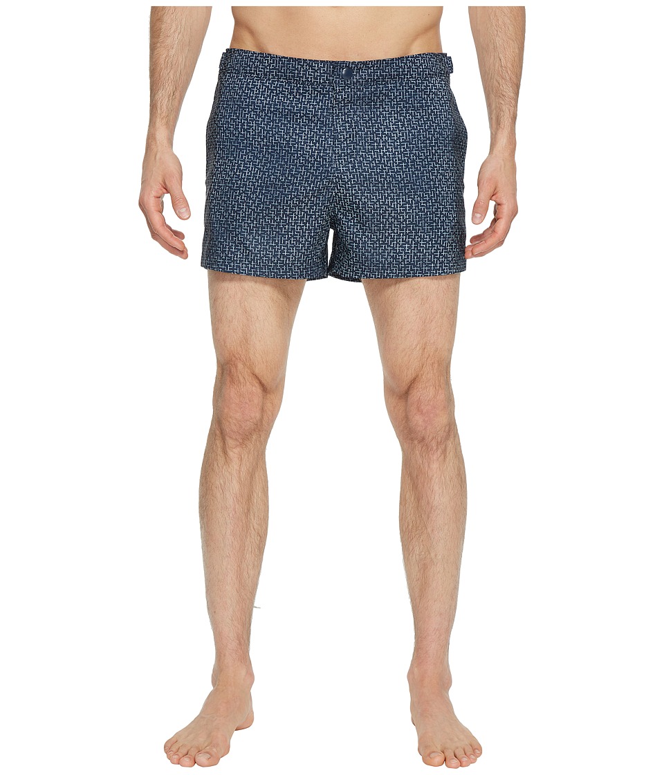 Original Penguin Crosshatch Print Swim Trunk (Dark Sapphire) Men