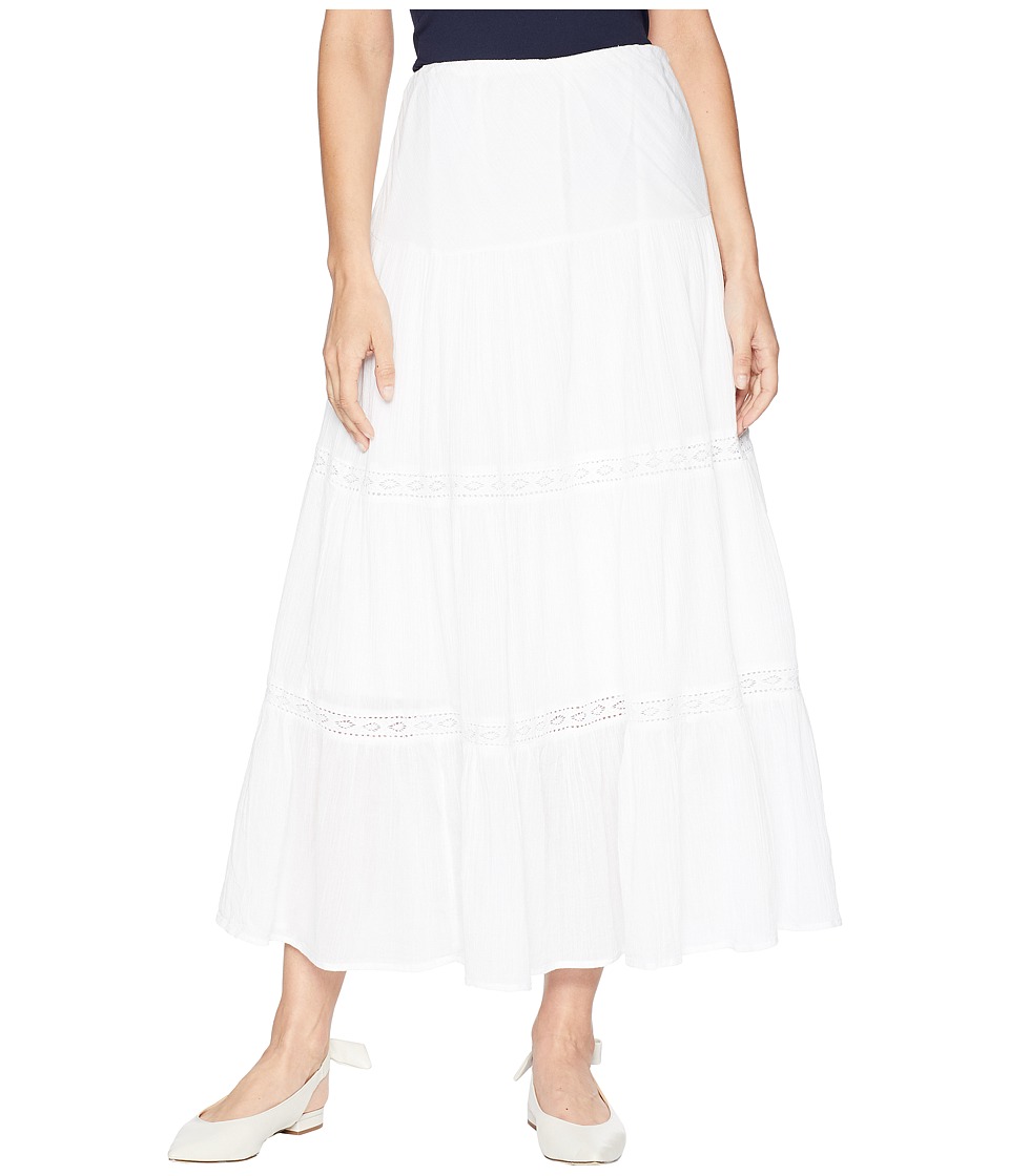 CHAPS Tiered Cotton Maxi Skirt (White) Women