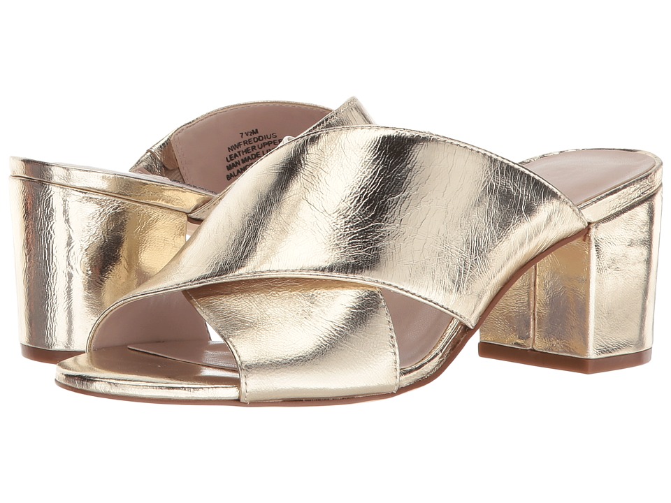 Nine West Freddius Slide Block Heeled Sandal (Light Gold Metallic) Women