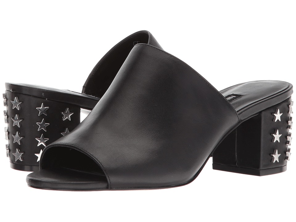 Nine West Fierceness Slide Block Heel (Black Leather) Women