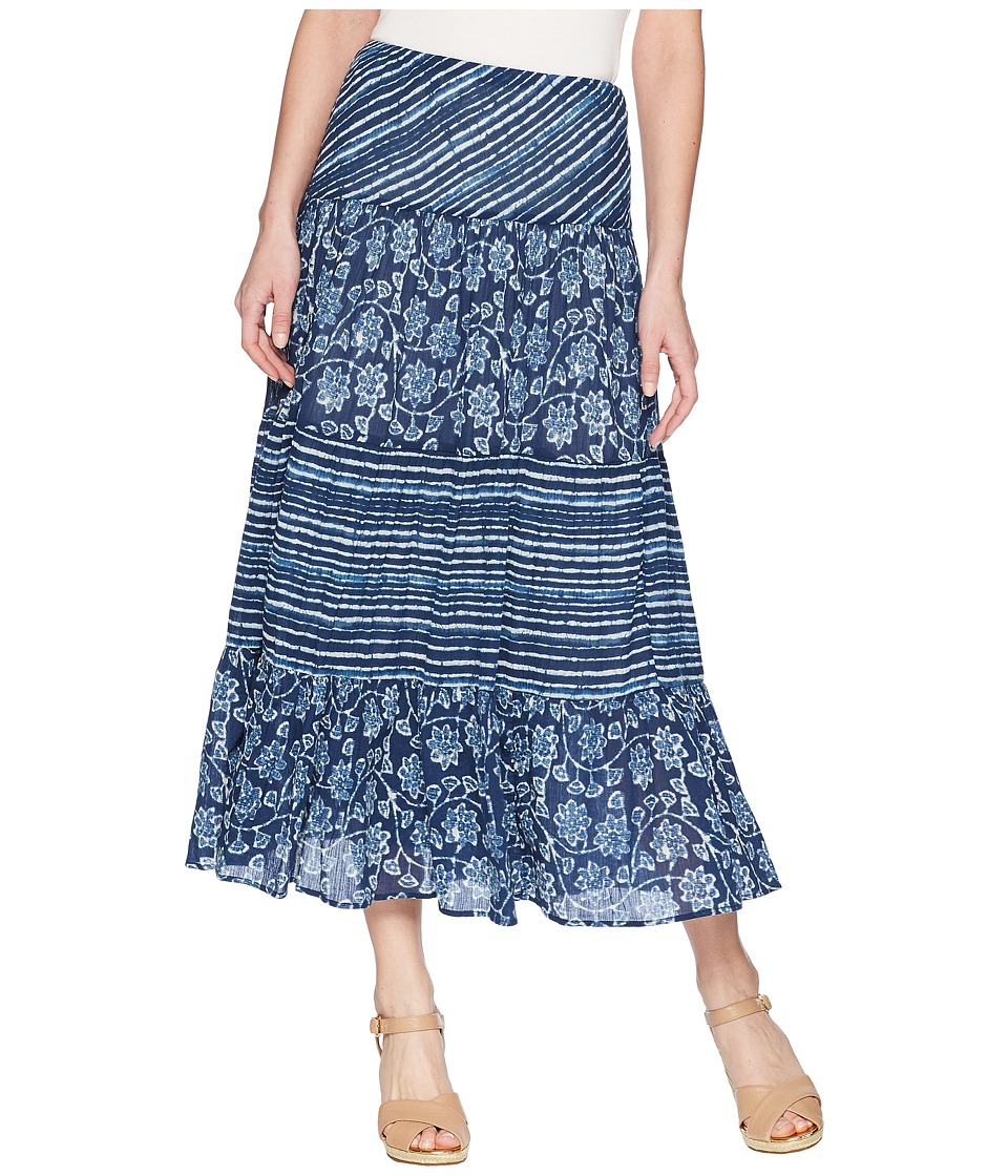 CHAPS Tiered Maxi Skirt (Blue Multi) Women