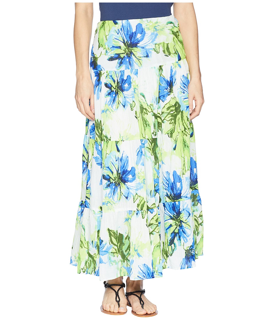 CHAPS Tiered Maxi Skirt (Blue Multi 1) Women