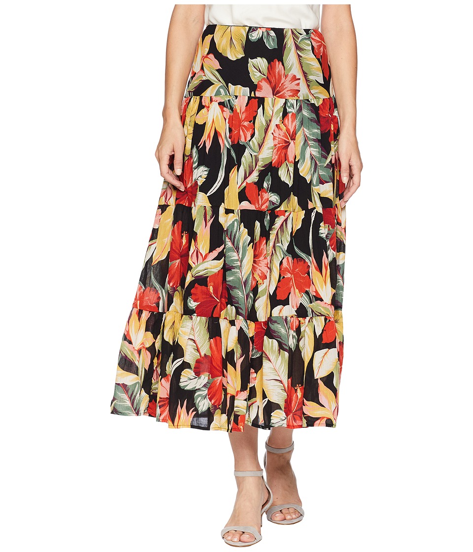 CHAPS Tiered Maxi Skirt (Black/Multi) Women