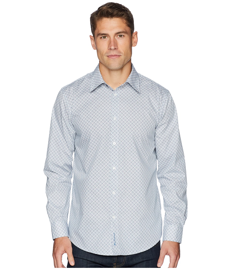 Ben Sherman Long Sleeve Bias Check Print Shirt (Indigo) Men