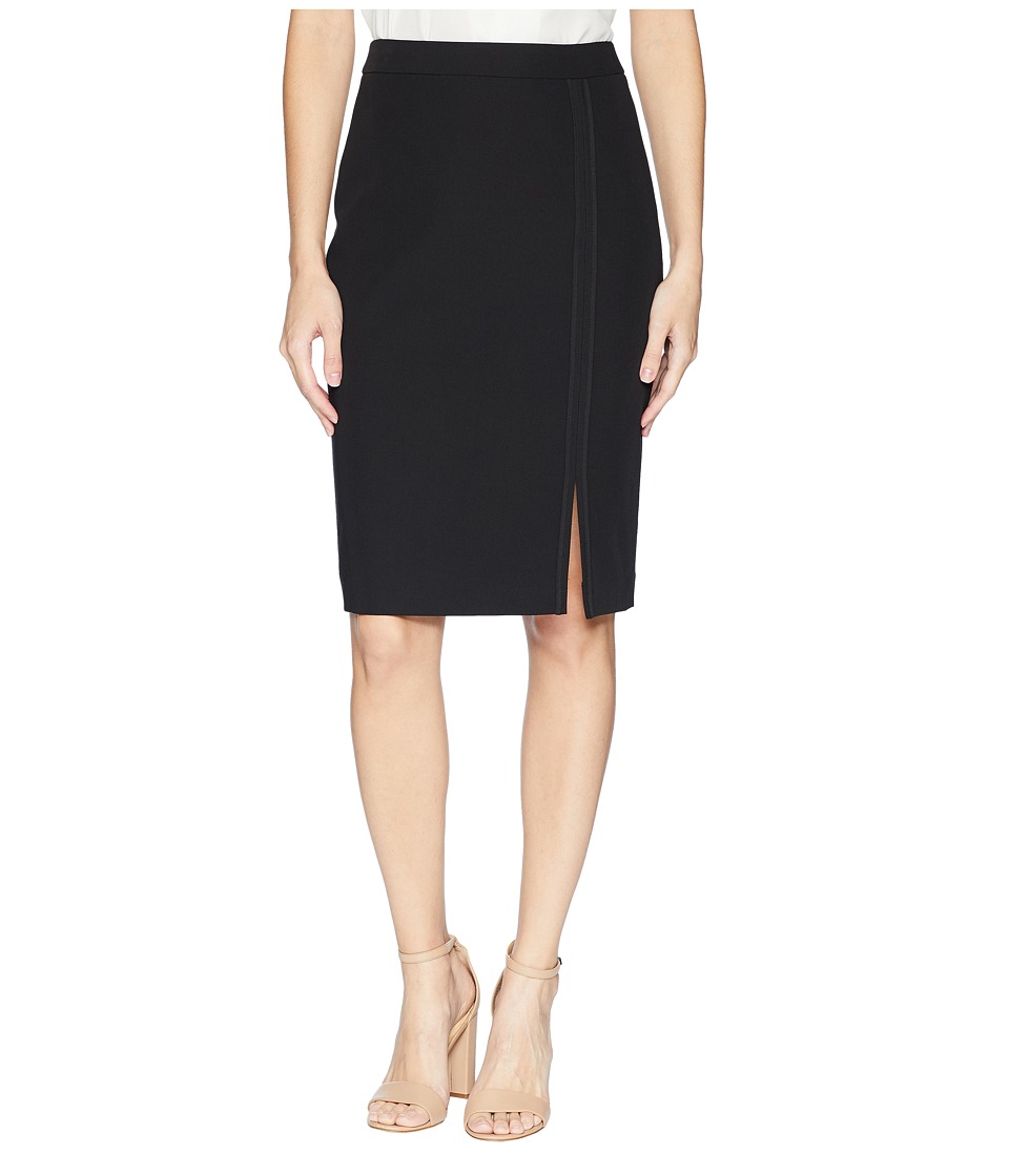 Tommy Hilfiger Long Pencil Skirt w/ Tonal Detail (Black) Women